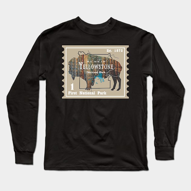 Yellowstone Stamp Long Sleeve T-Shirt by Northofthepines